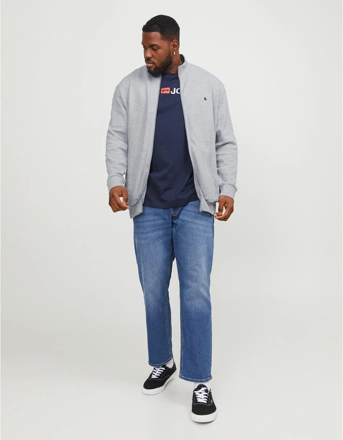 Paulos Solid Patterned Zip Neck Ribbed Cuff Sweat Jacket
