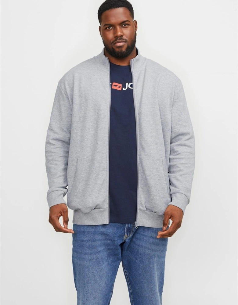 Paulos Solid Patterned Zip Neck Ribbed Cuff Sweat Jacket