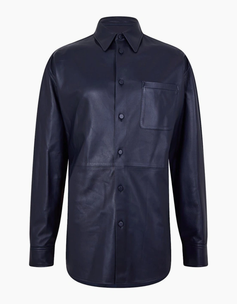 Leather Regular Fit Long Sleeve Shirt