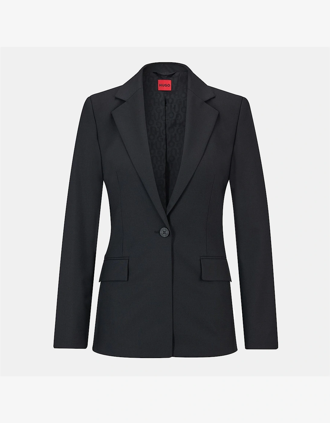 Solid Patterned Notch Collared Suit Jacket