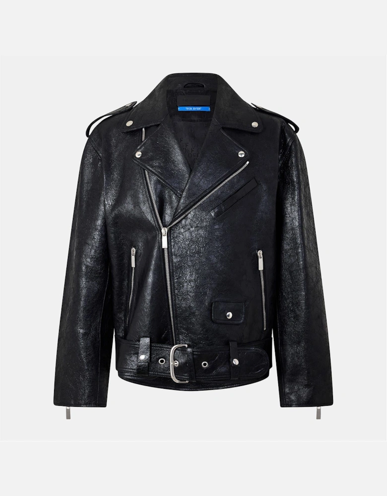 Solid Patterned Lapel Collared Bike Jacket