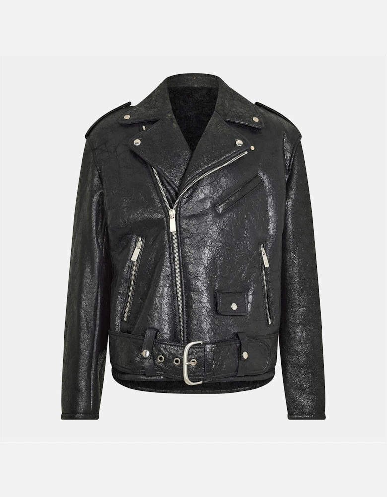 Solid Patterned Lapel Collared Bike Jacket