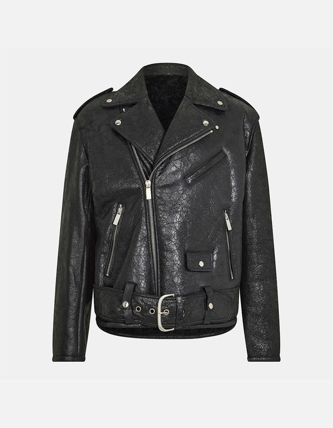Solid Patterned Lapel Collared Bike Jacket, 2 of 1