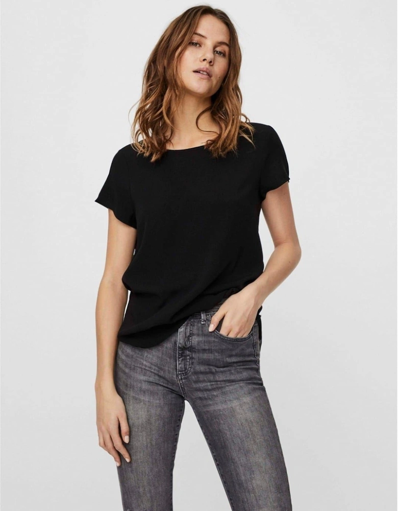 Crew Neck Short Sleeve Shell Blouse