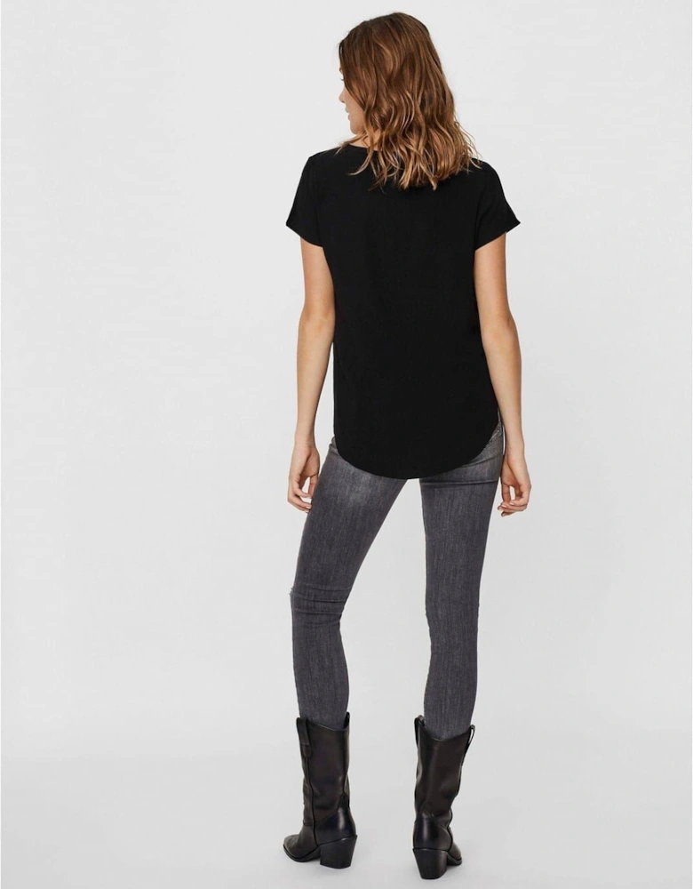 Crew Neck Short Sleeve Shell Blouse