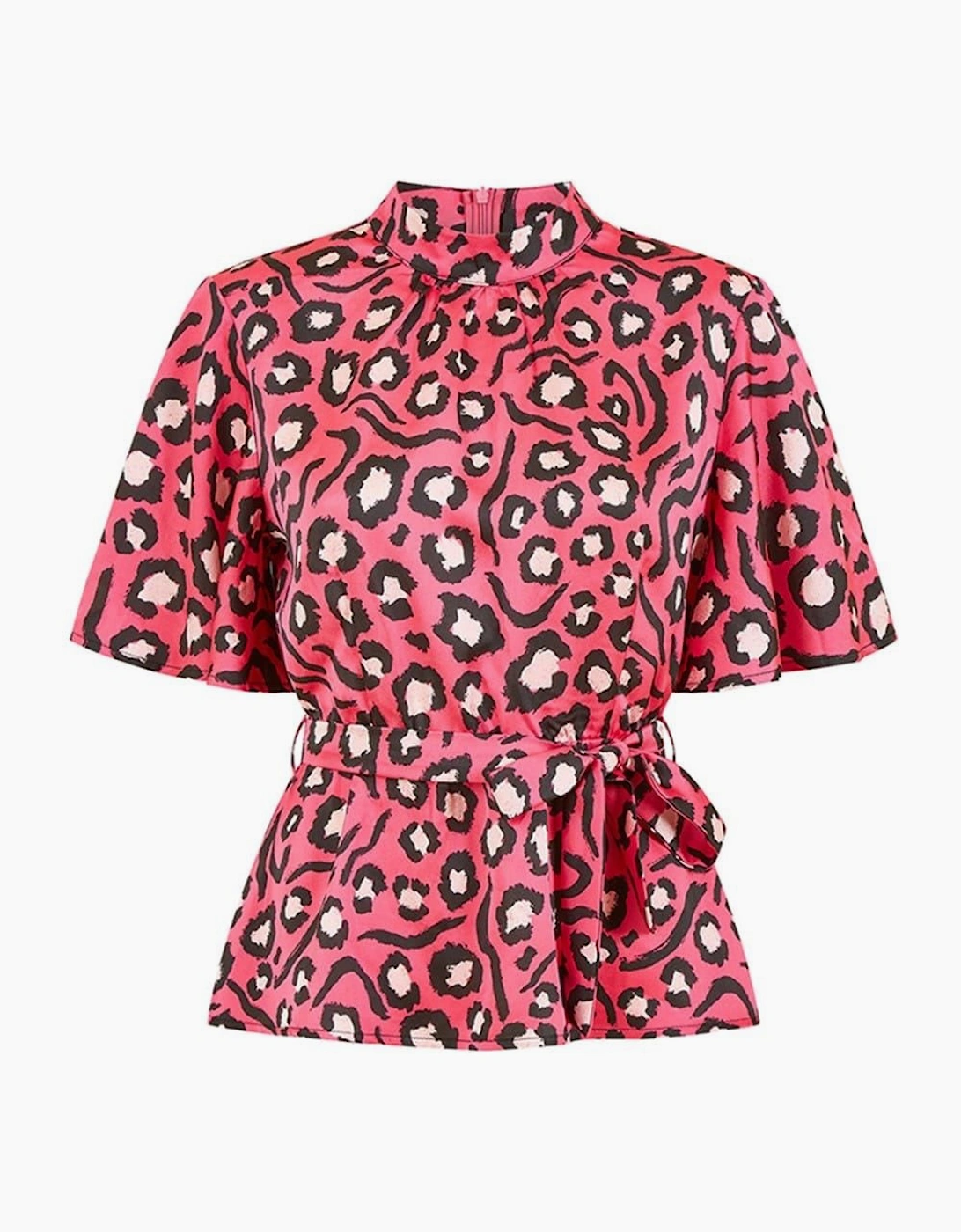 Women's London City Animal Print High Neck Blouse - Pink - Size: 8