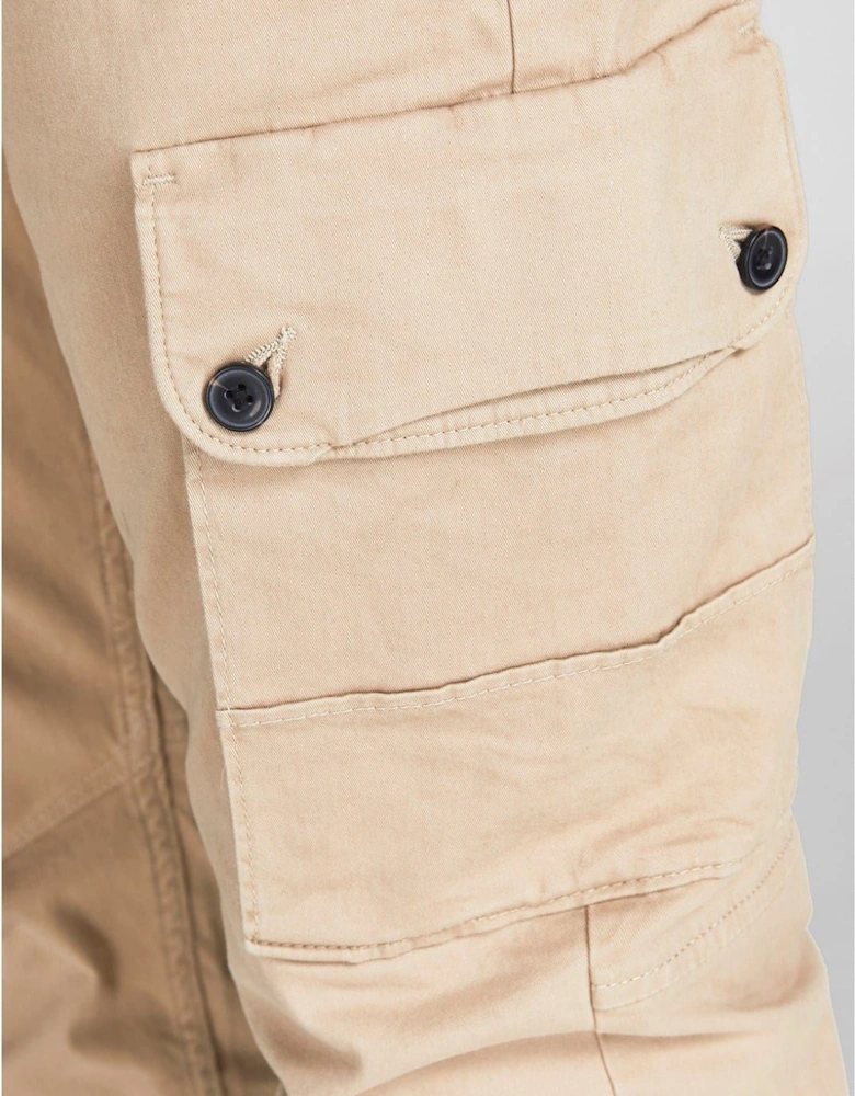 Solid Patterned Cuffed Cargo Pants