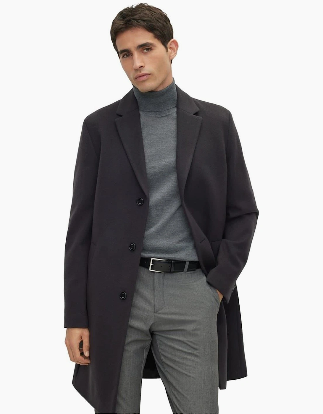 Hyde Solid Patterned Notch Collar Trench Coat