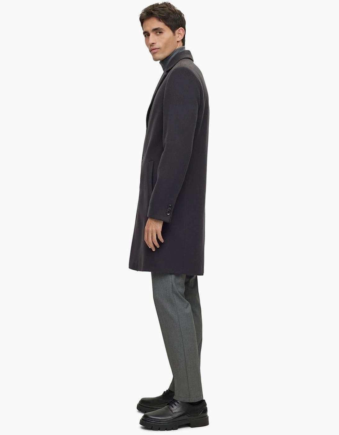 Hyde Solid Patterned Notch Collar Trench Coat