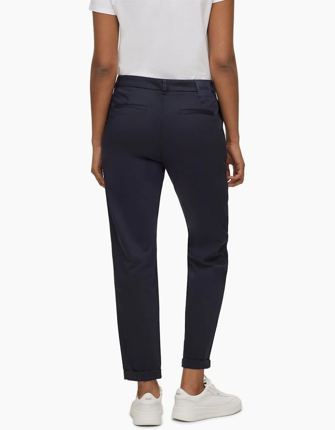 Solid Patterned Slim Roll Up Cuff Trousers