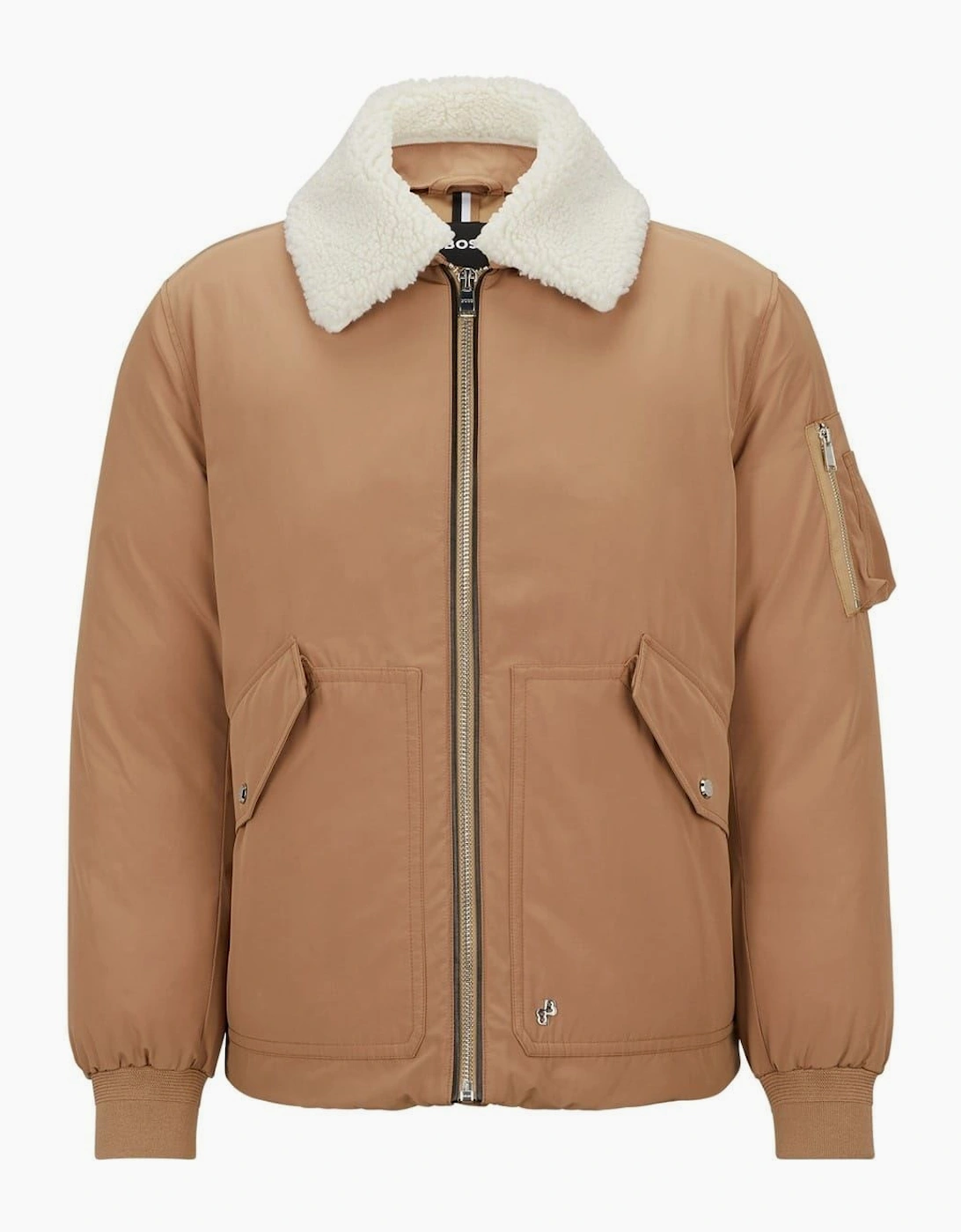 Calliano Solid Patterned Shawl Collared Ribbed Cuff Aviator Jacket