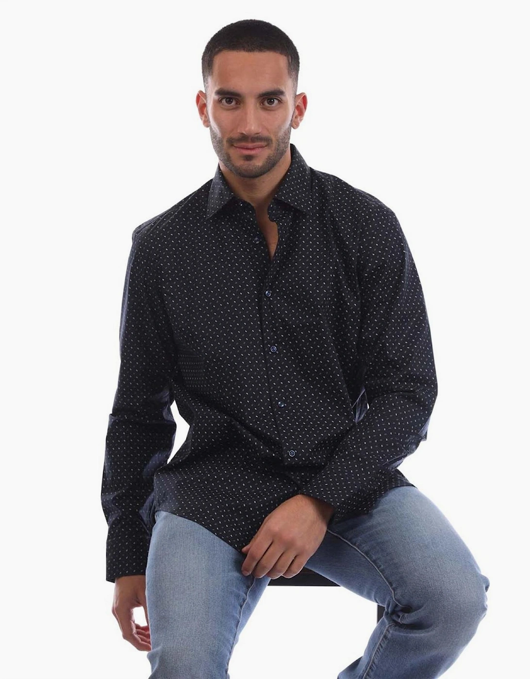 Joe Collared Neck Long Sleeve Oxford Shirt