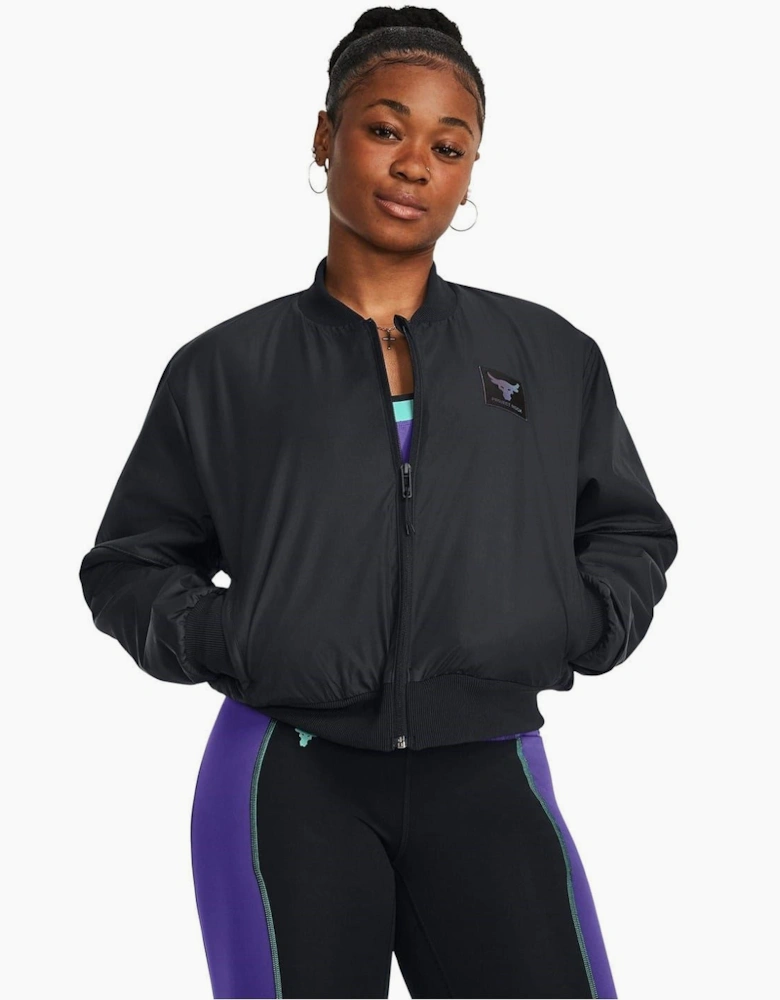 Short Collared Neck Relaxed Fit Bomber Jacket