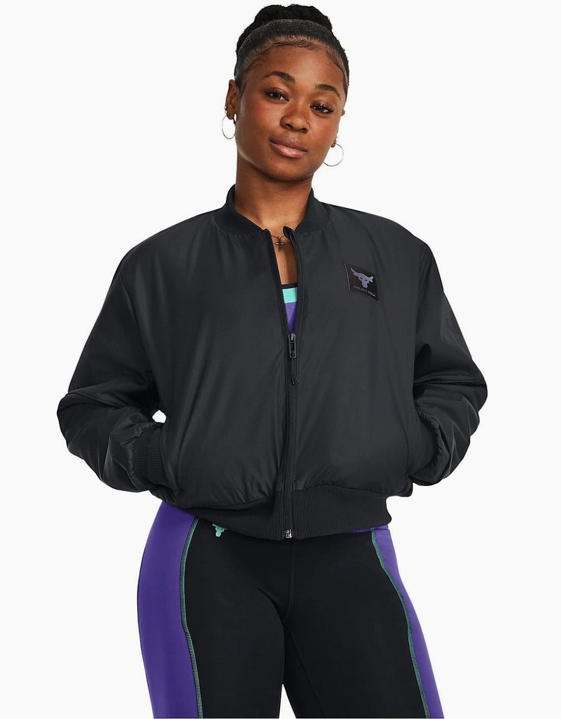 Short Collared Neck Relaxed Fit Bomber Jacket