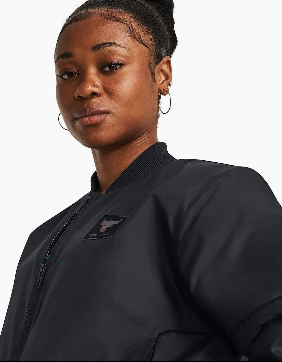 Short Collared Neck Relaxed Fit Bomber Jacket