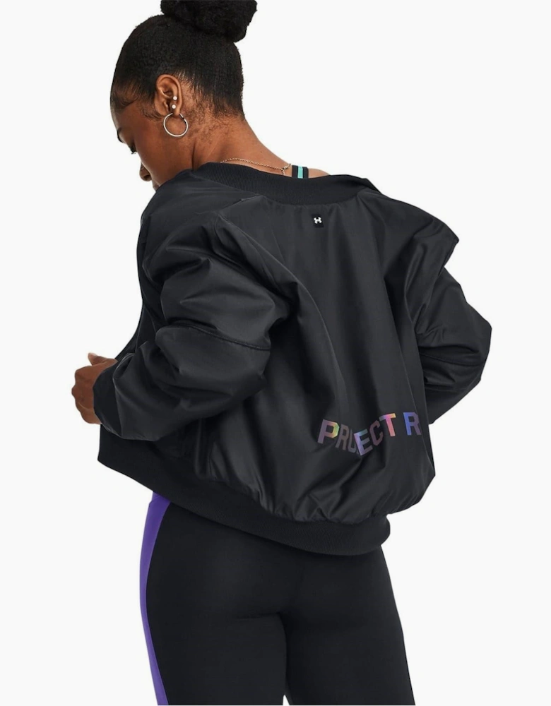 Short Collared Neck Relaxed Fit Bomber Jacket
