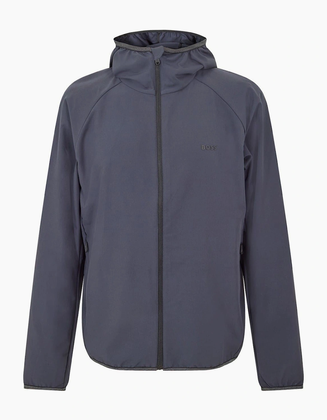 Commuter Solid Patterned Hooded Windbreaker with Zipped Pocket, 2 of 1