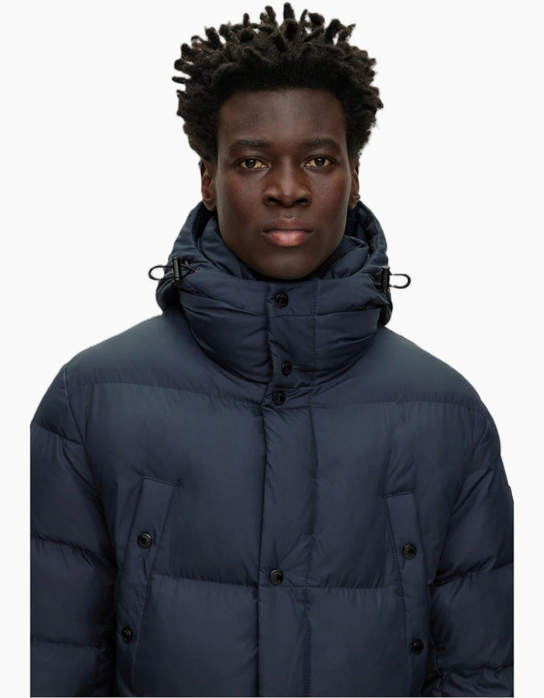 Solid Patterned Hooded Puffer Coat