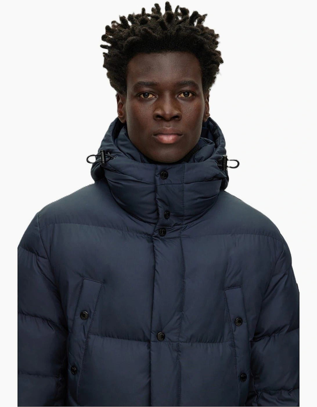Solid Patterned Hooded Puffer Coat