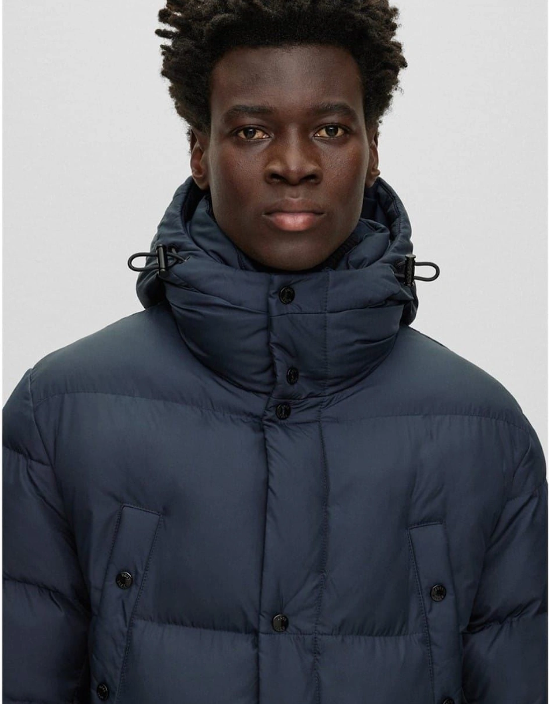 Solid Patterned Hooded Puffer Coat