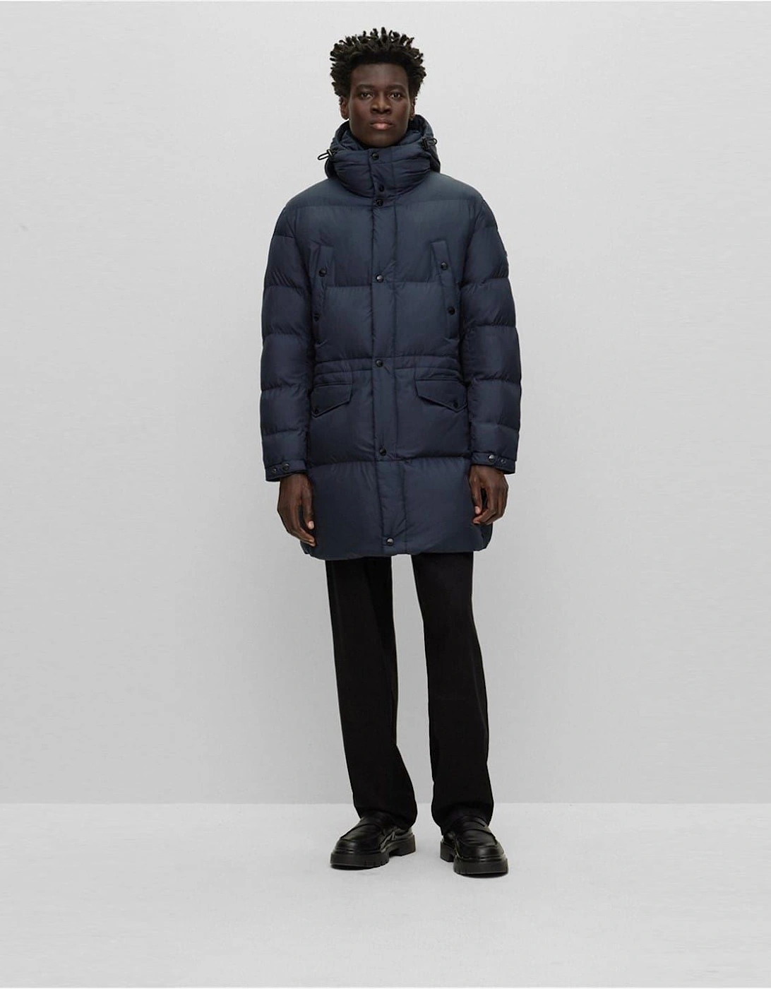 Solid Patterned Hooded Puffer Coat