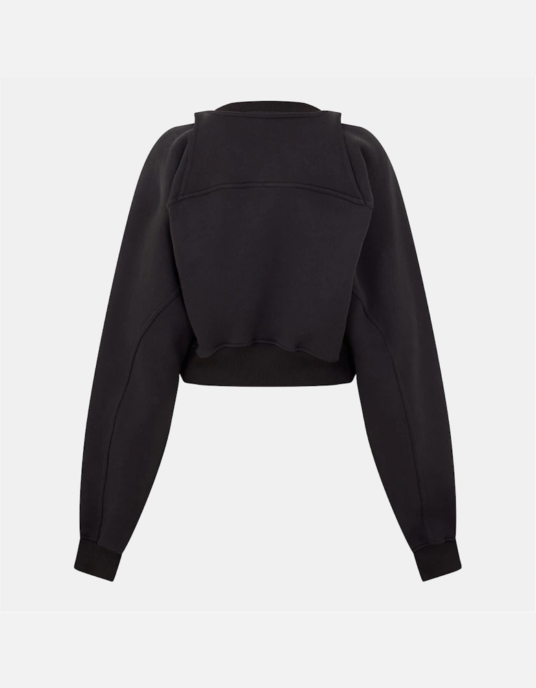 Cropped Relaxed Fit Crew Neck Sweatshirt