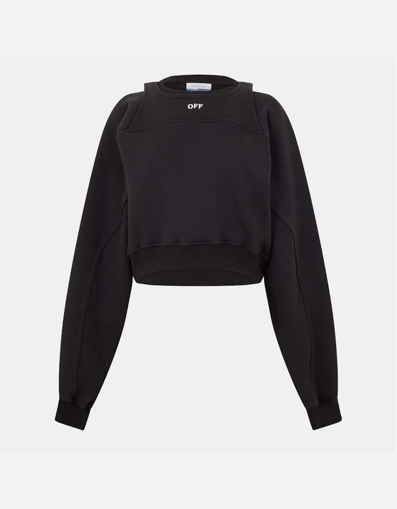 Cropped Relaxed Fit Crew Neck Sweatshirt
