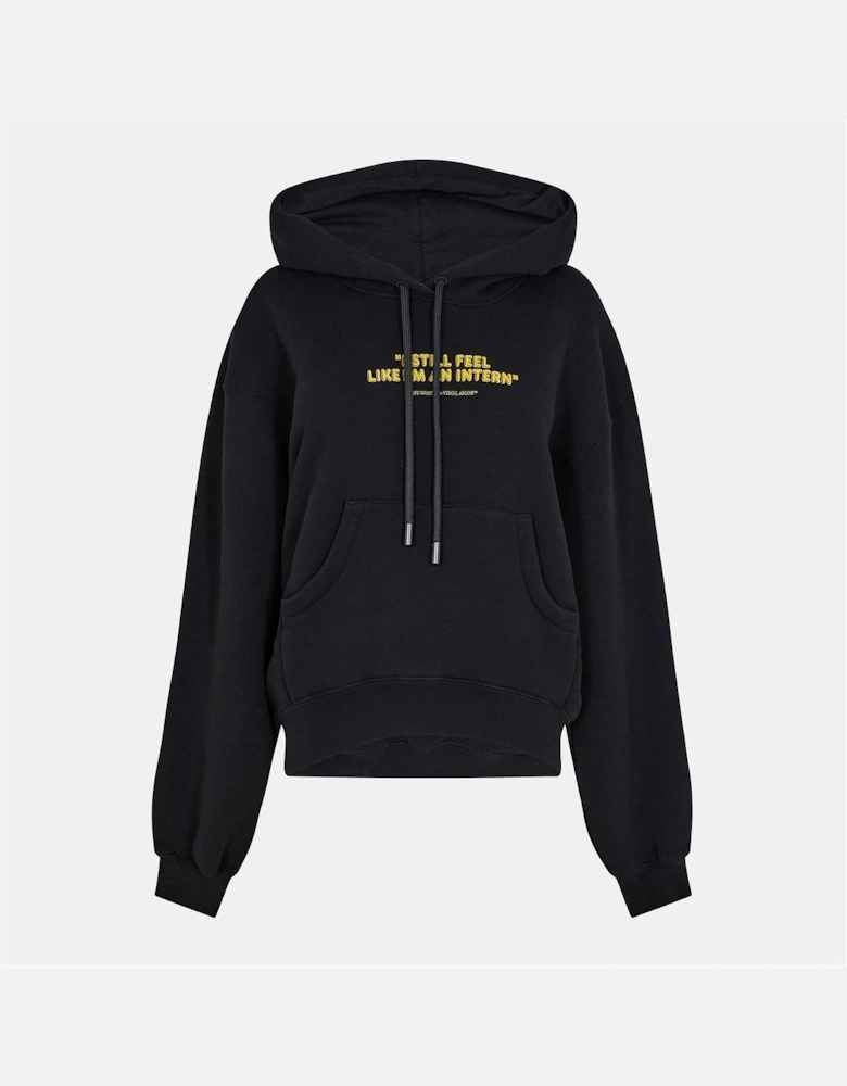 Relaxed Fit Hooded Neck Lettering Kangaroo Pocket Sweatshirt