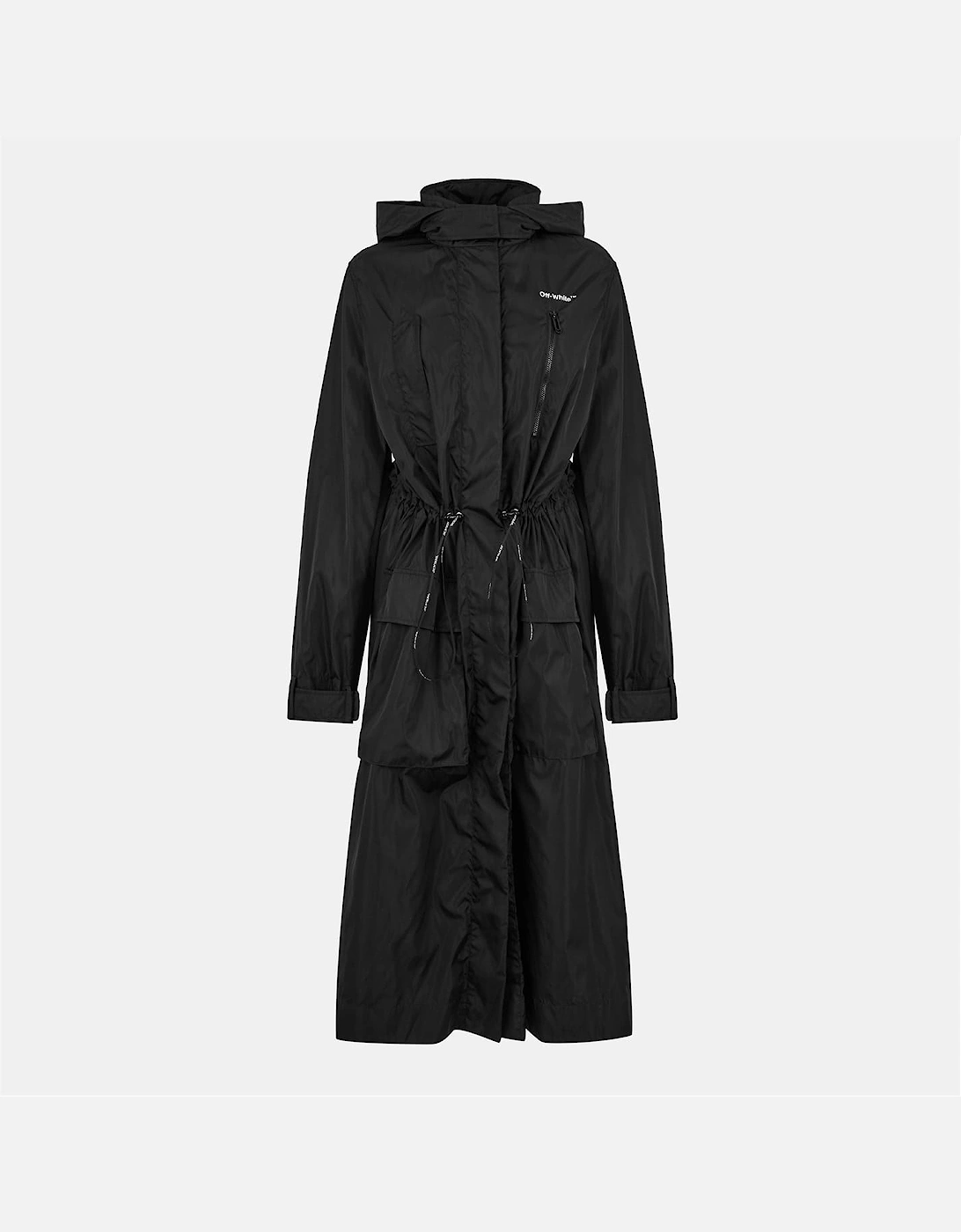 Solid Patterned Hooded Drawstring Rain Coat with Zipped Pocket, 2 of 1