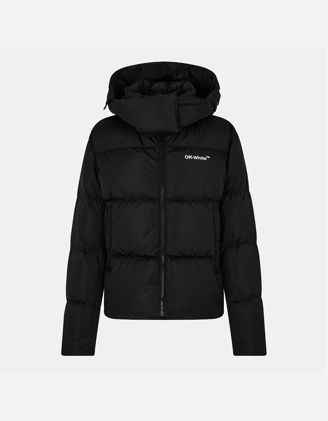 Solid Patterned Hooded Puffer Jacket