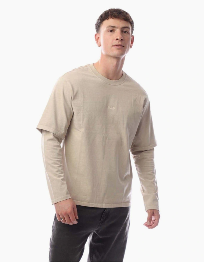 Feather Embroidered Crew Neck Long Sleeve Jersey T-Shirt