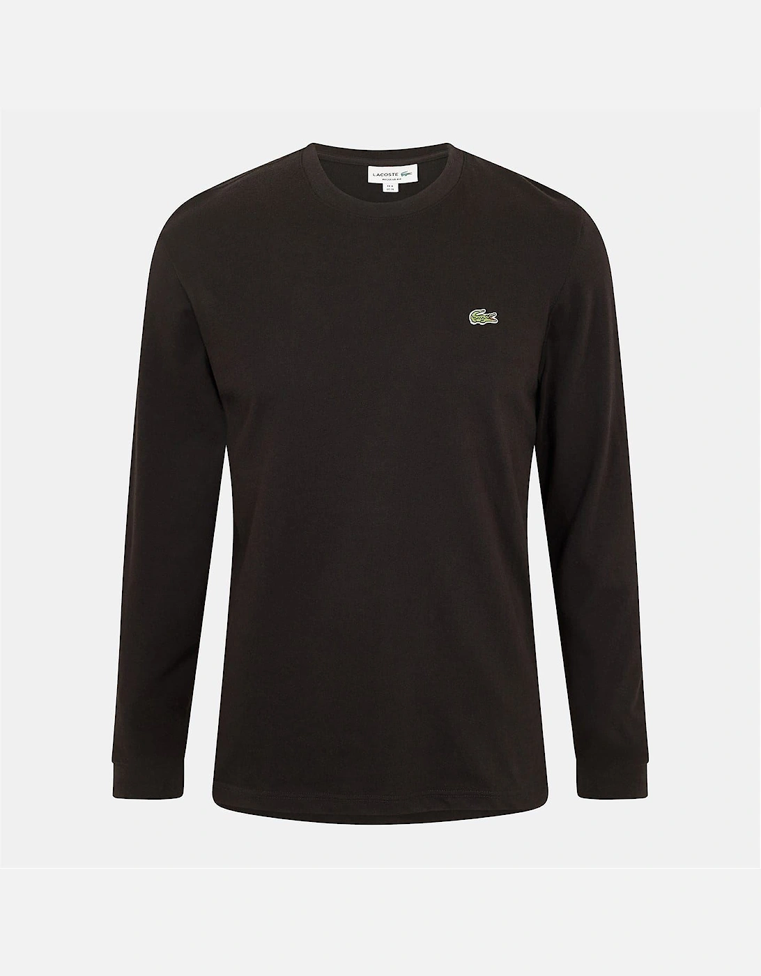 Lacoste Men's Black Crocodile Logo Crew Neck Long Sleeve Jersey T-Shirt  36 S