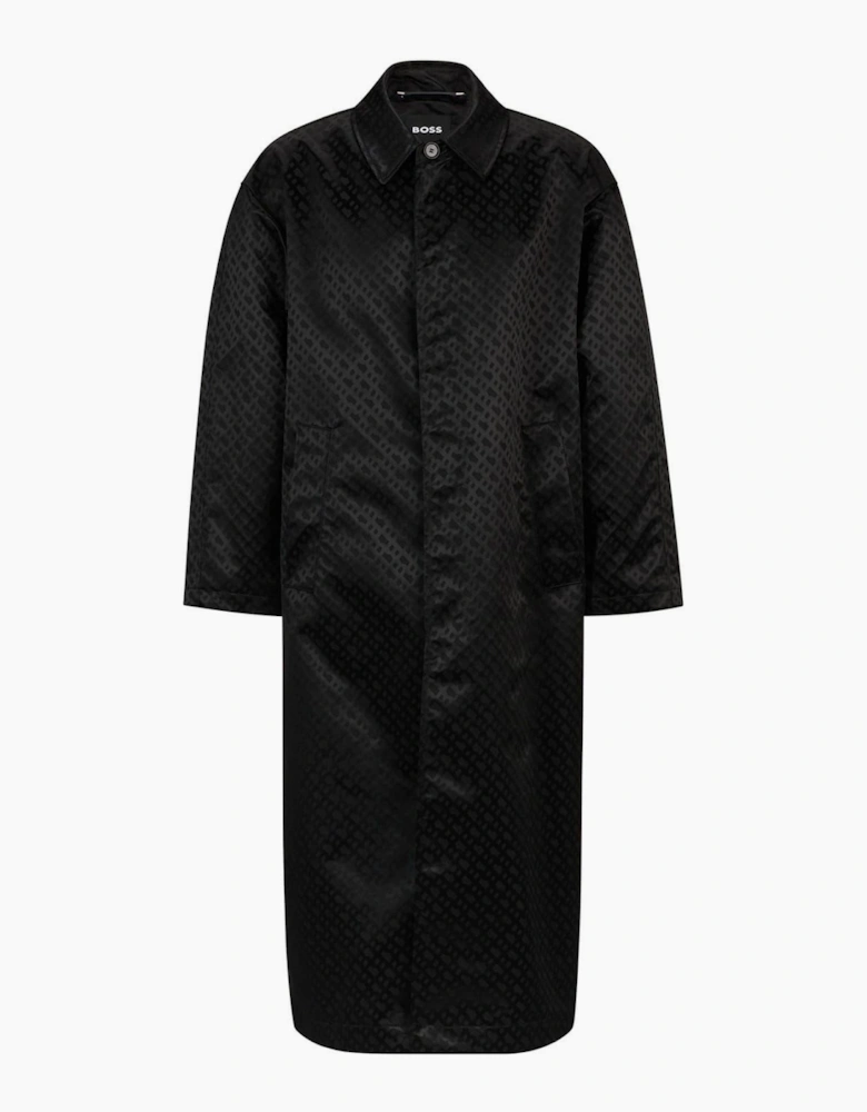 Geometric Patterned Point Collared Coat