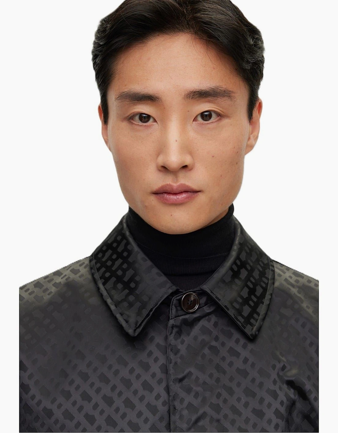 Geometric Patterned Point Collared Coat