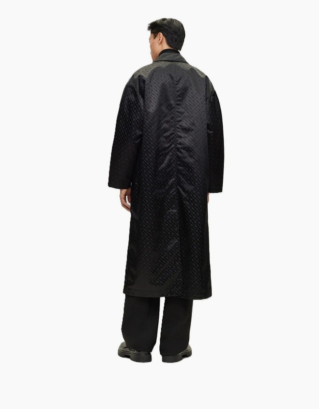 Geometric Patterned Point Collared Coat