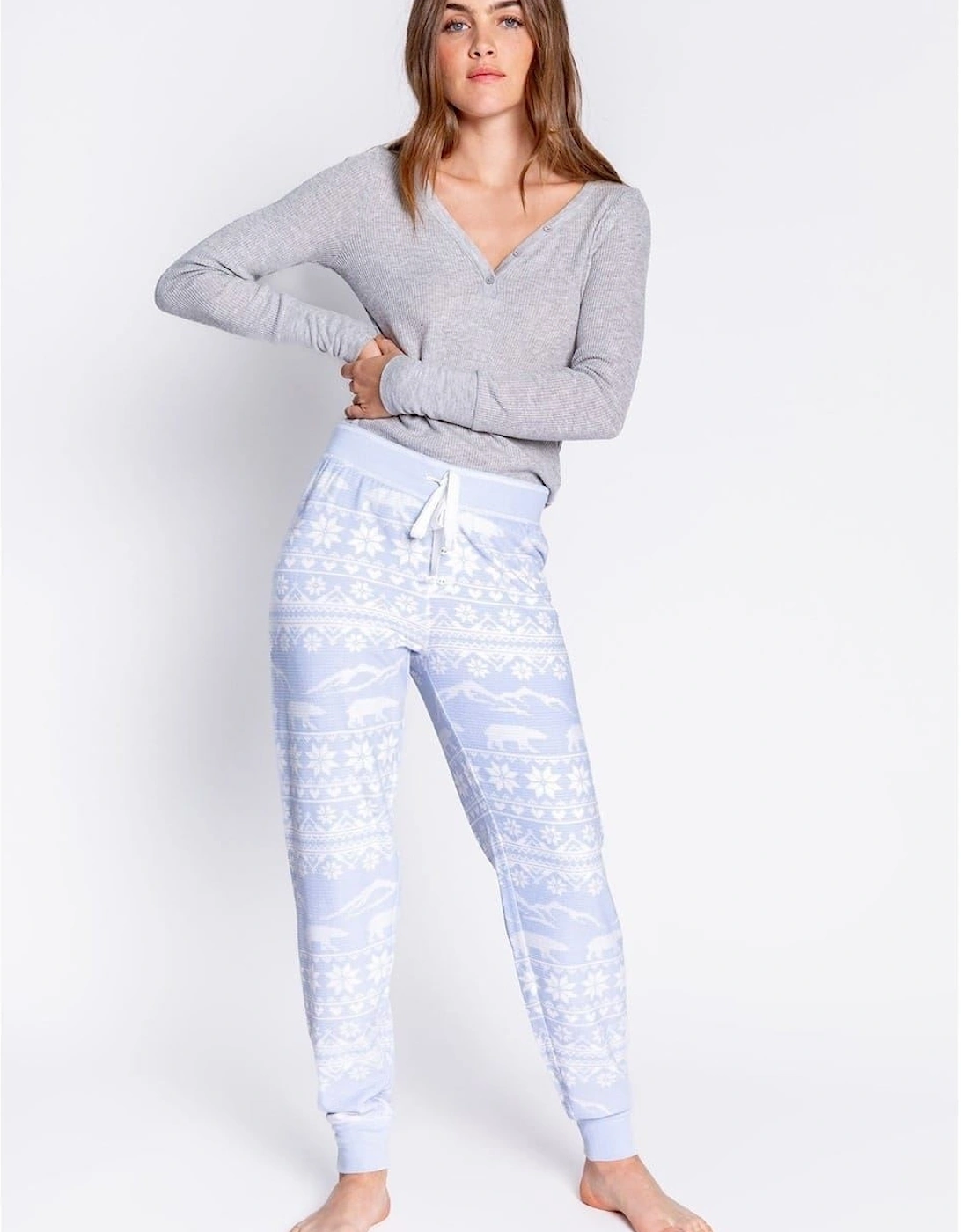 Pj Salvage Women's Hellblau Salvage Snowflake Cuffed Pant - Size: 8 Xs