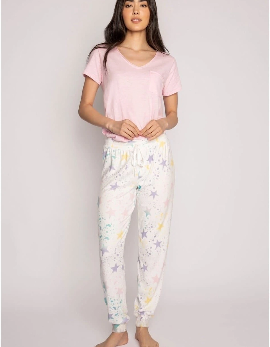 Pj Salvage Women's Cream Salvage Drawstring Star Pant - Size: 8 Xs