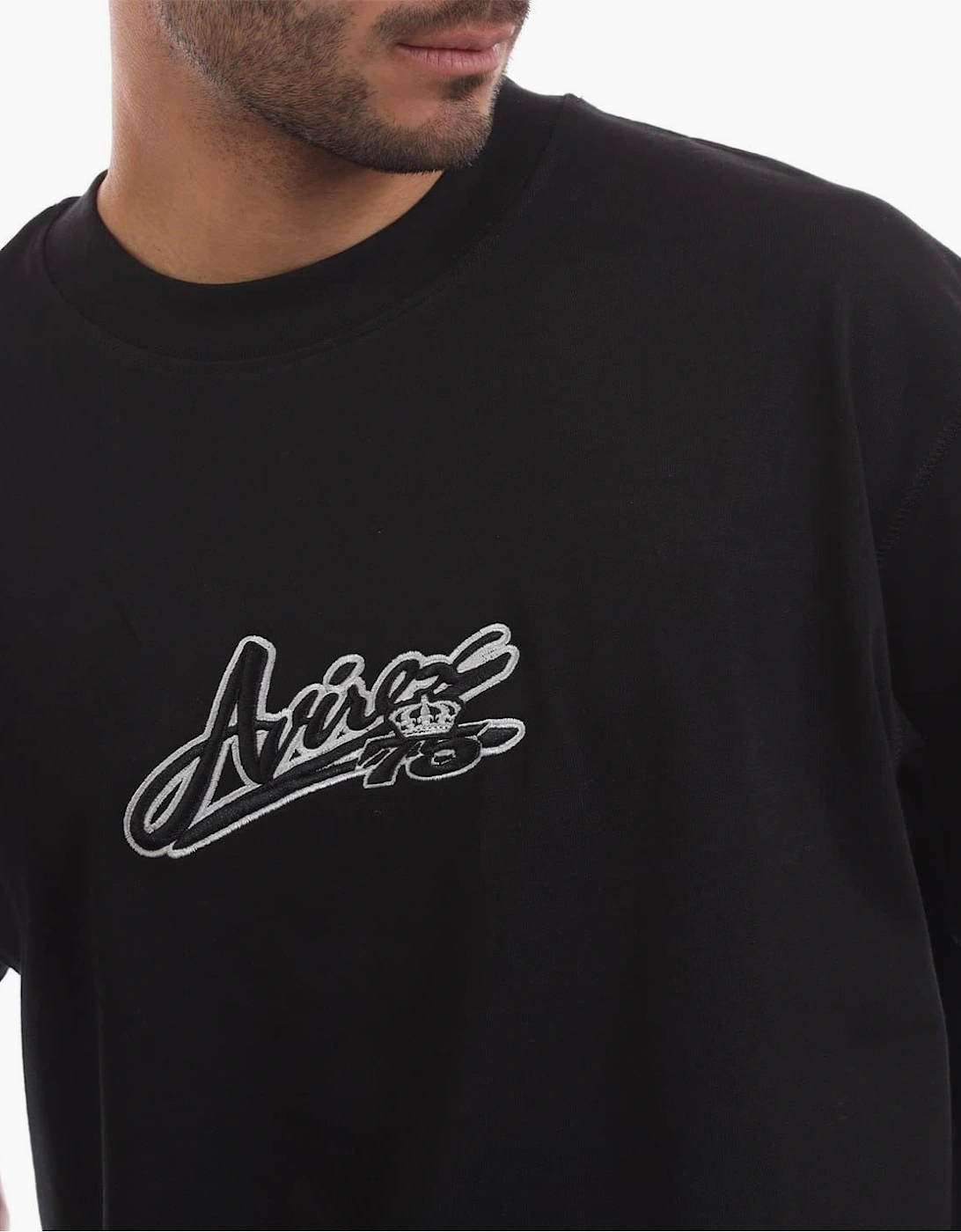 Rego Embroidered Arch Lettering Crew Neck Short Sleeve T-Shirt