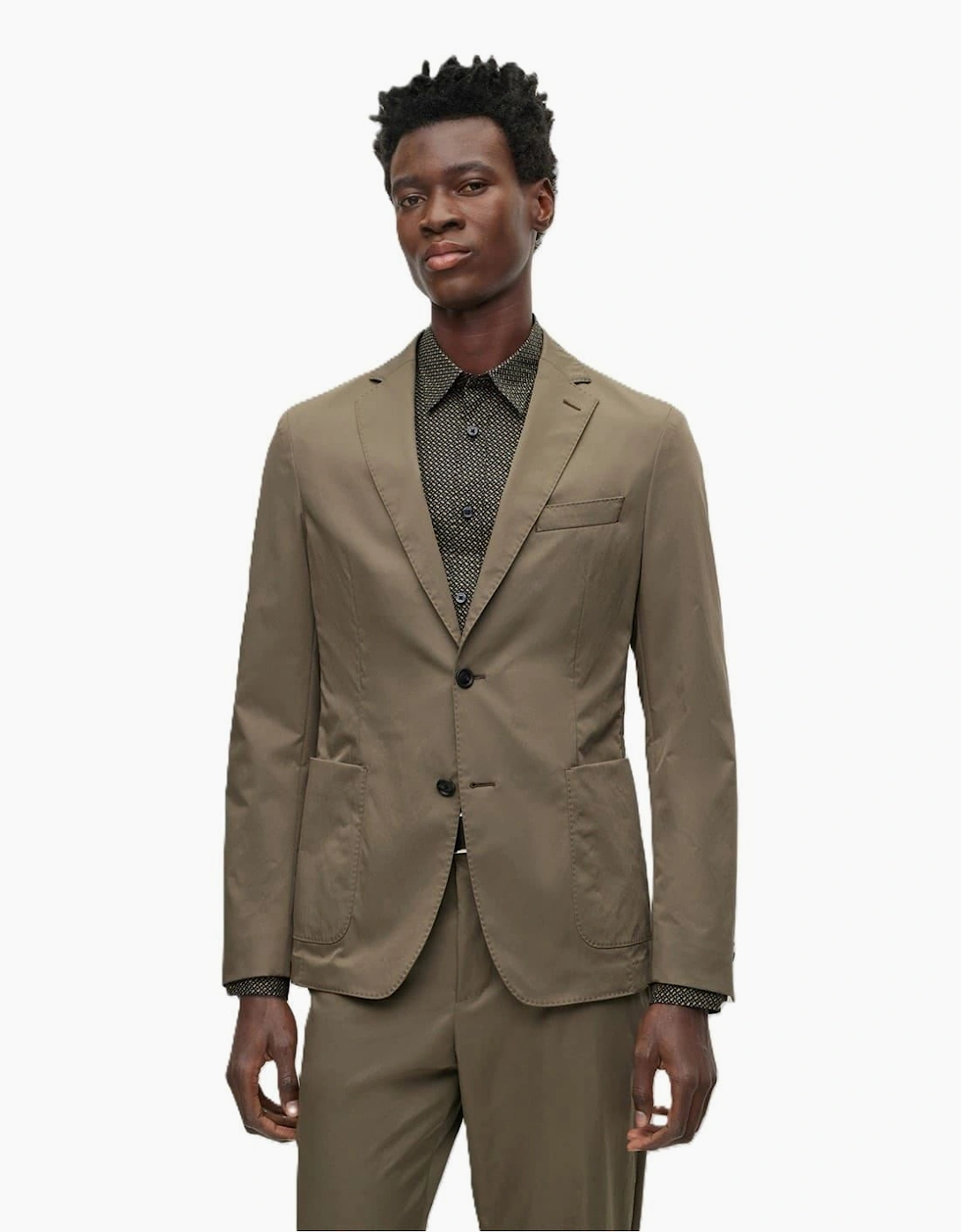 Solid Patterned Lapel Collared Full Suit