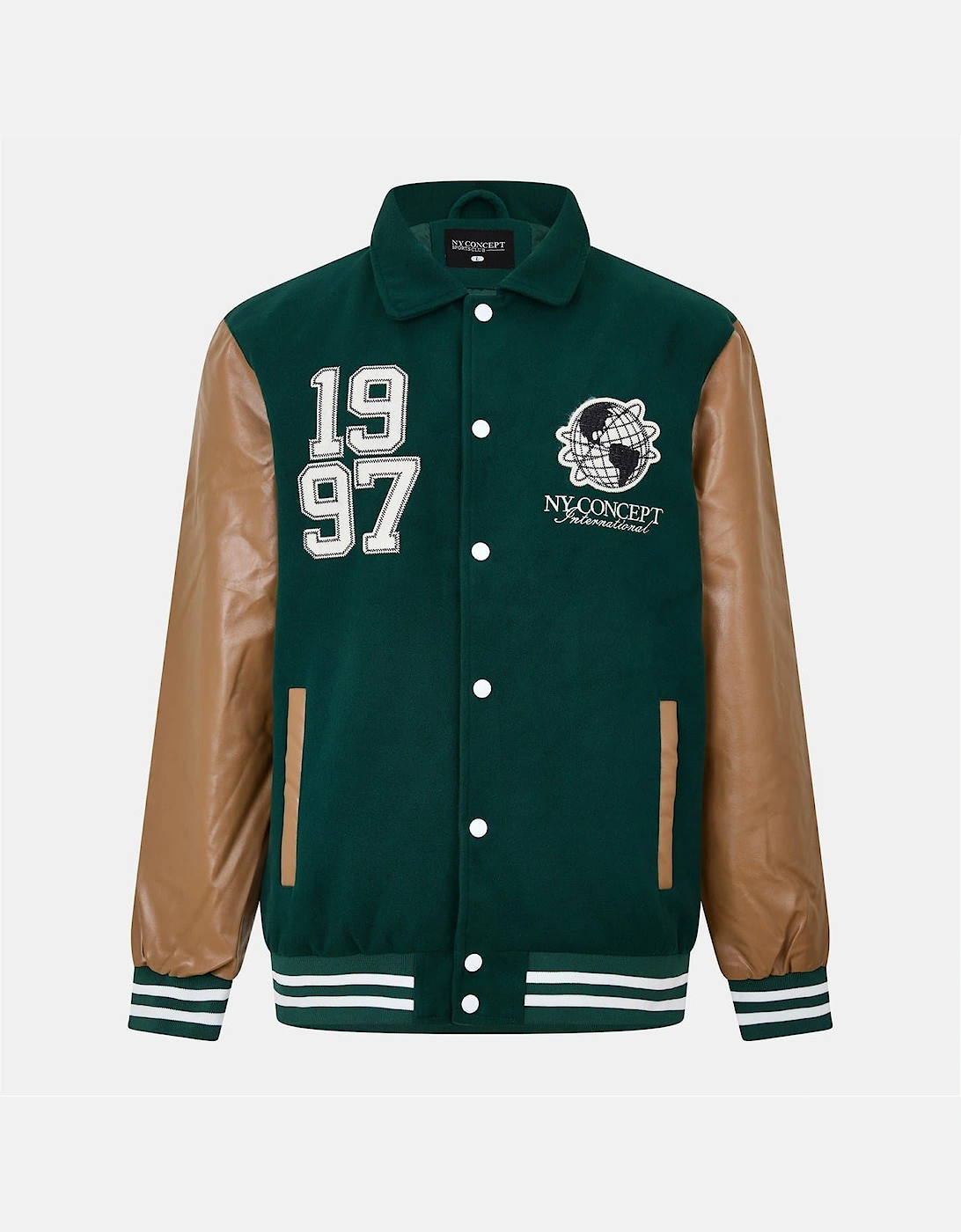 Varsity Snap Button Ribbed Cuff Jacket with Side Pocket, 2 of 1