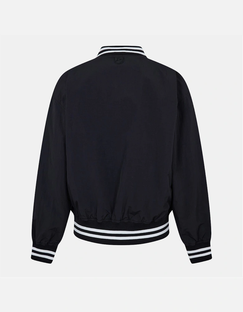 Nylon Bomber Jacket with Zipped Pocket and Ribbed Cuff