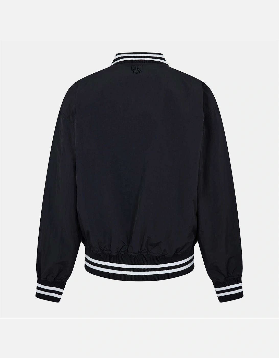 Nylon Bomber Jacket with Zipped Pocket and Ribbed Cuff