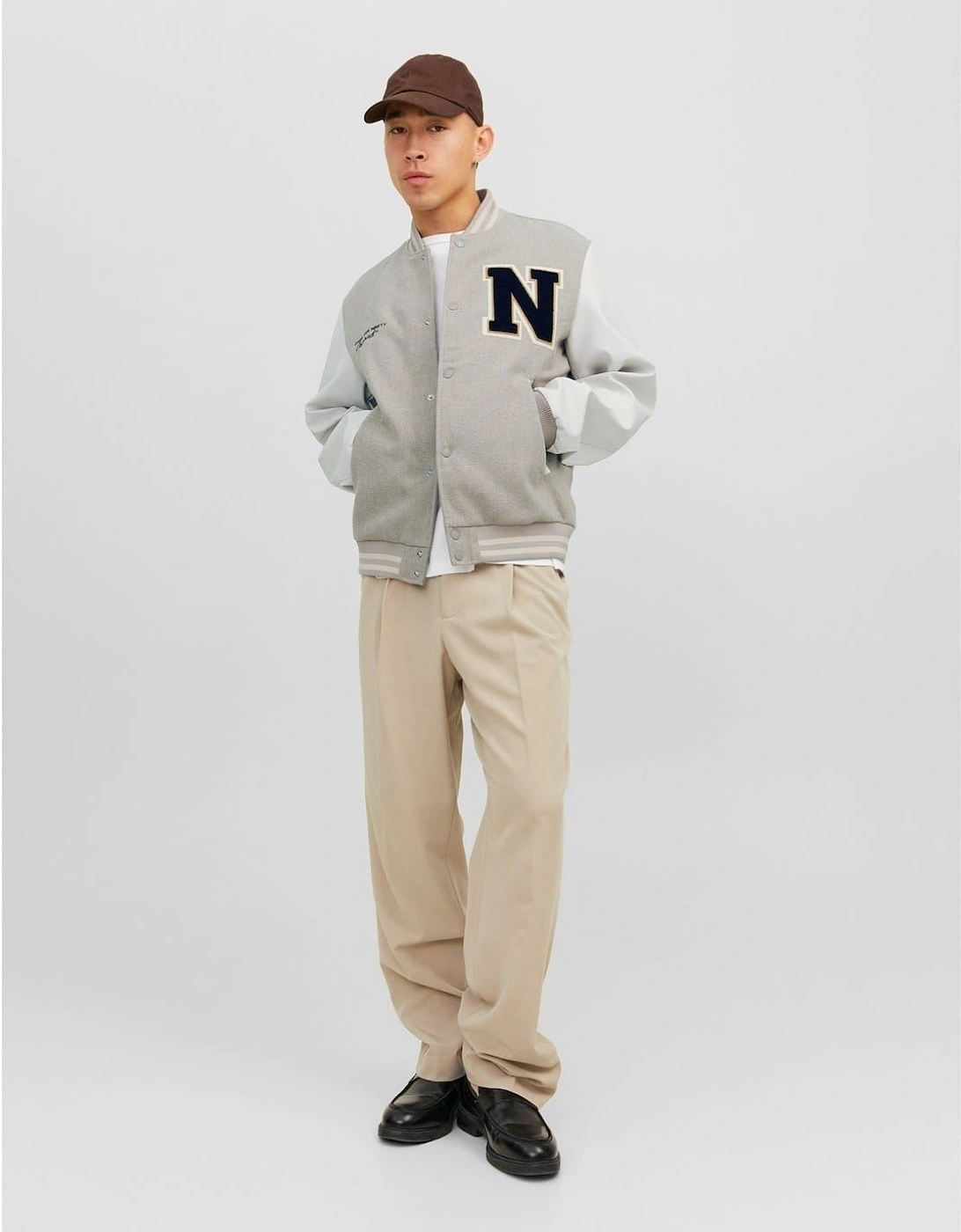 College Wool Blend Short Bomber Jacket