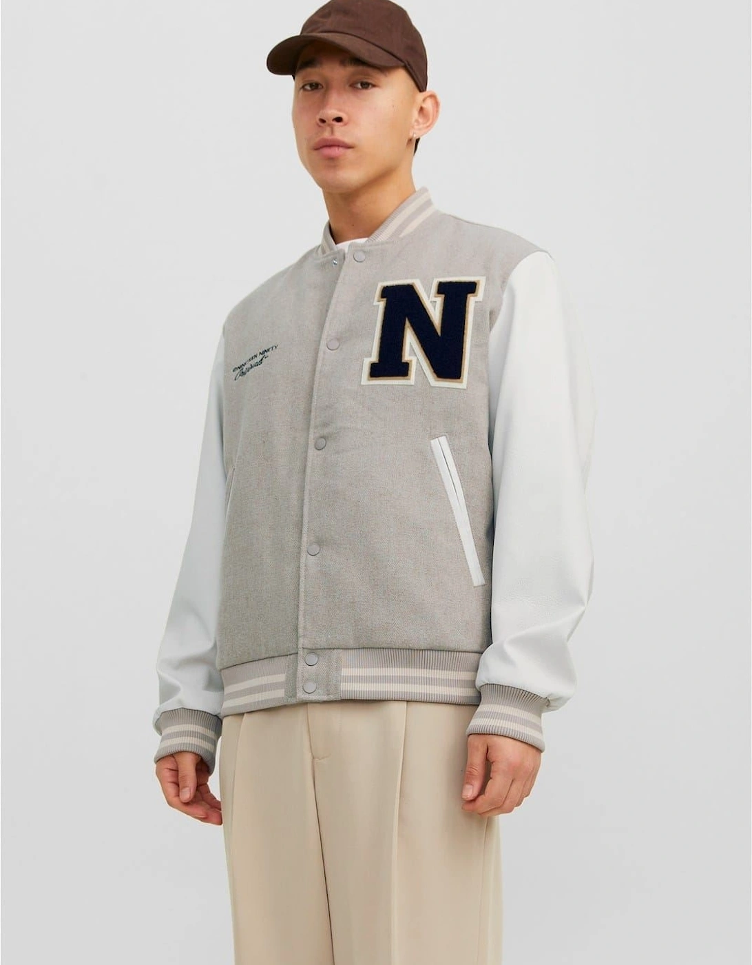 College Wool Blend Short Bomber Jacket, 6 of 5