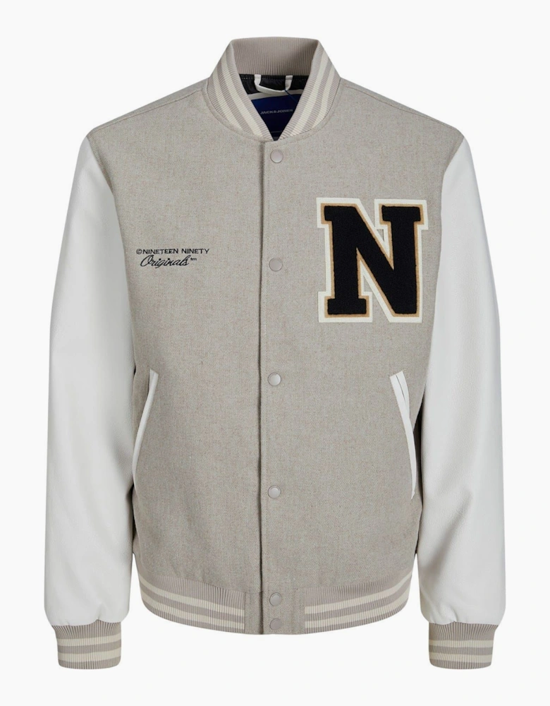 College Wool Blend Short Bomber Jacket
