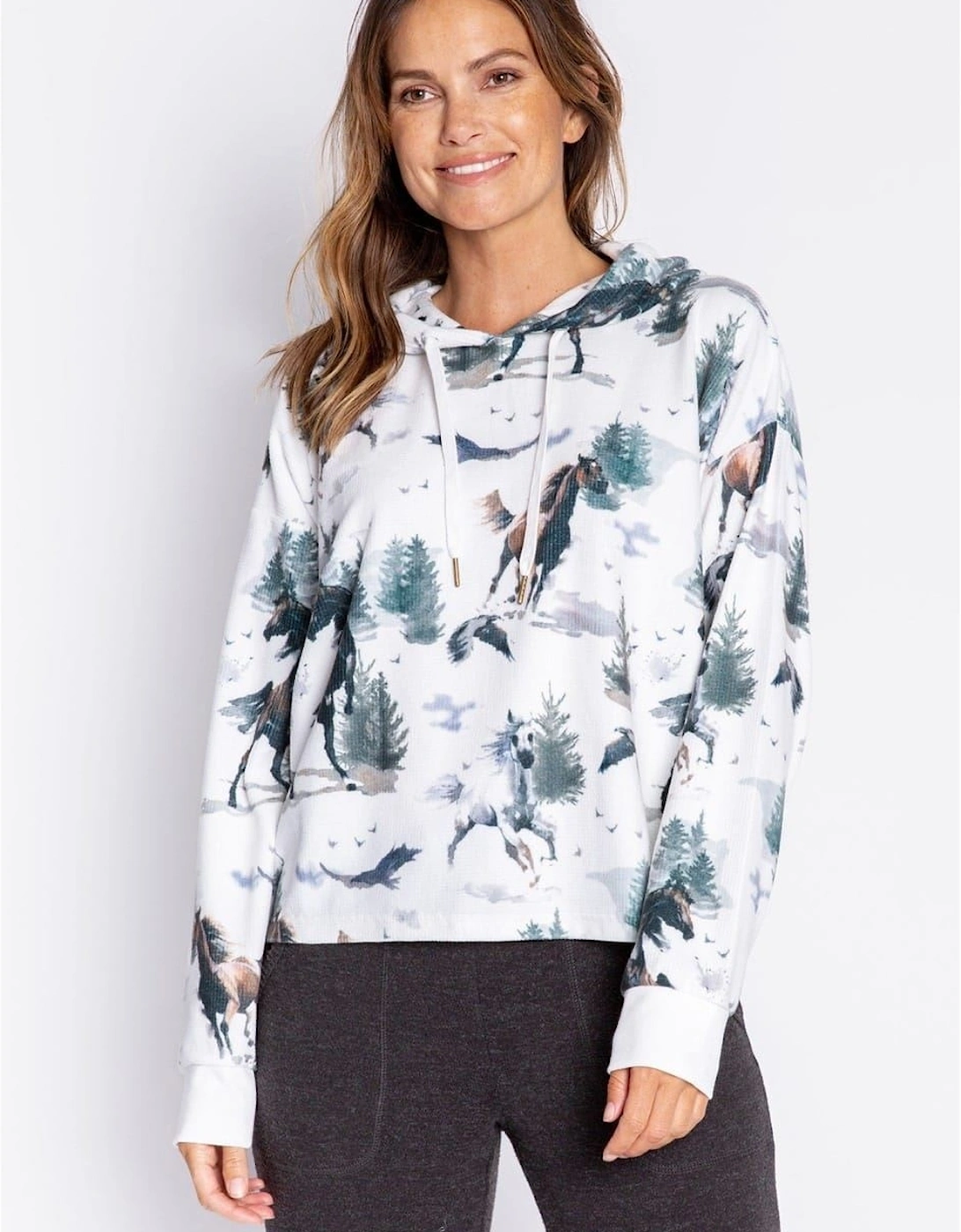 Pj Salvage Women's Cream Salvage Pullover Hoodie - Size: 14