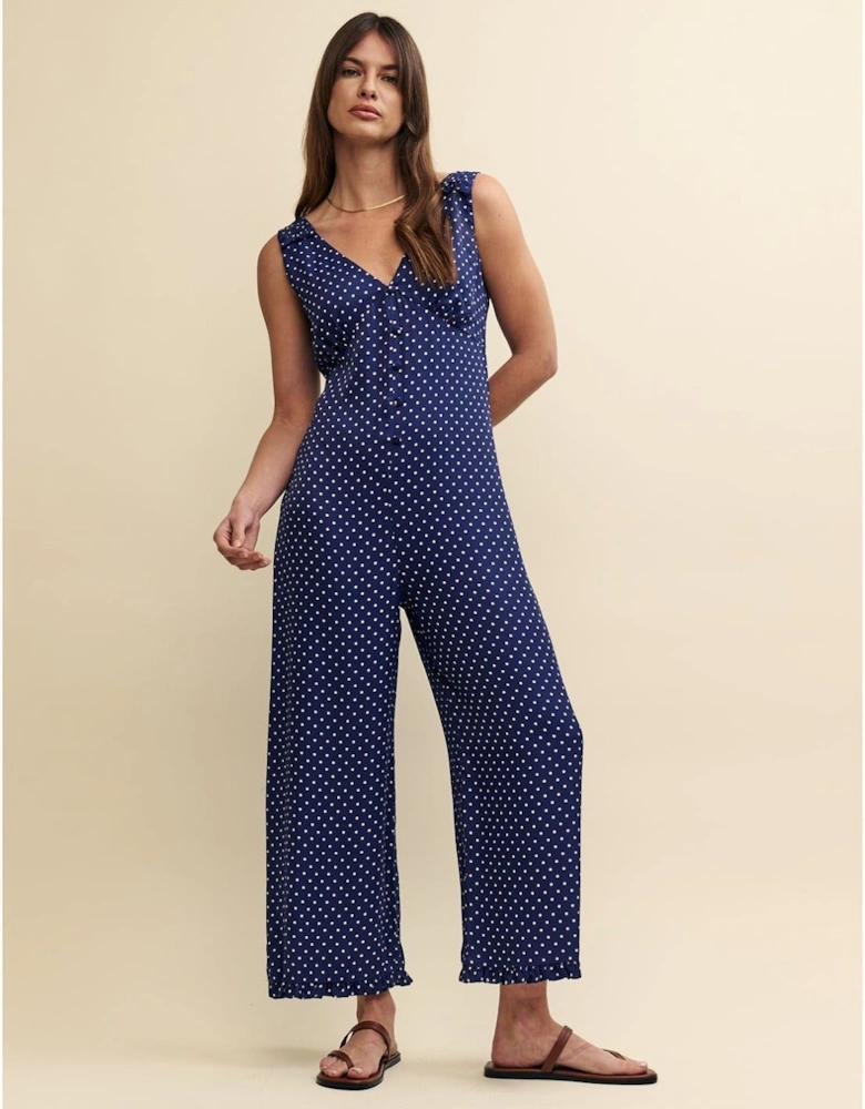 V-Neck Polka Dot Sleeveless Jumpsuit