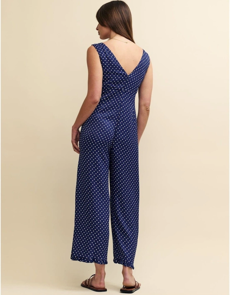 V-Neck Polka Dot Sleeveless Jumpsuit