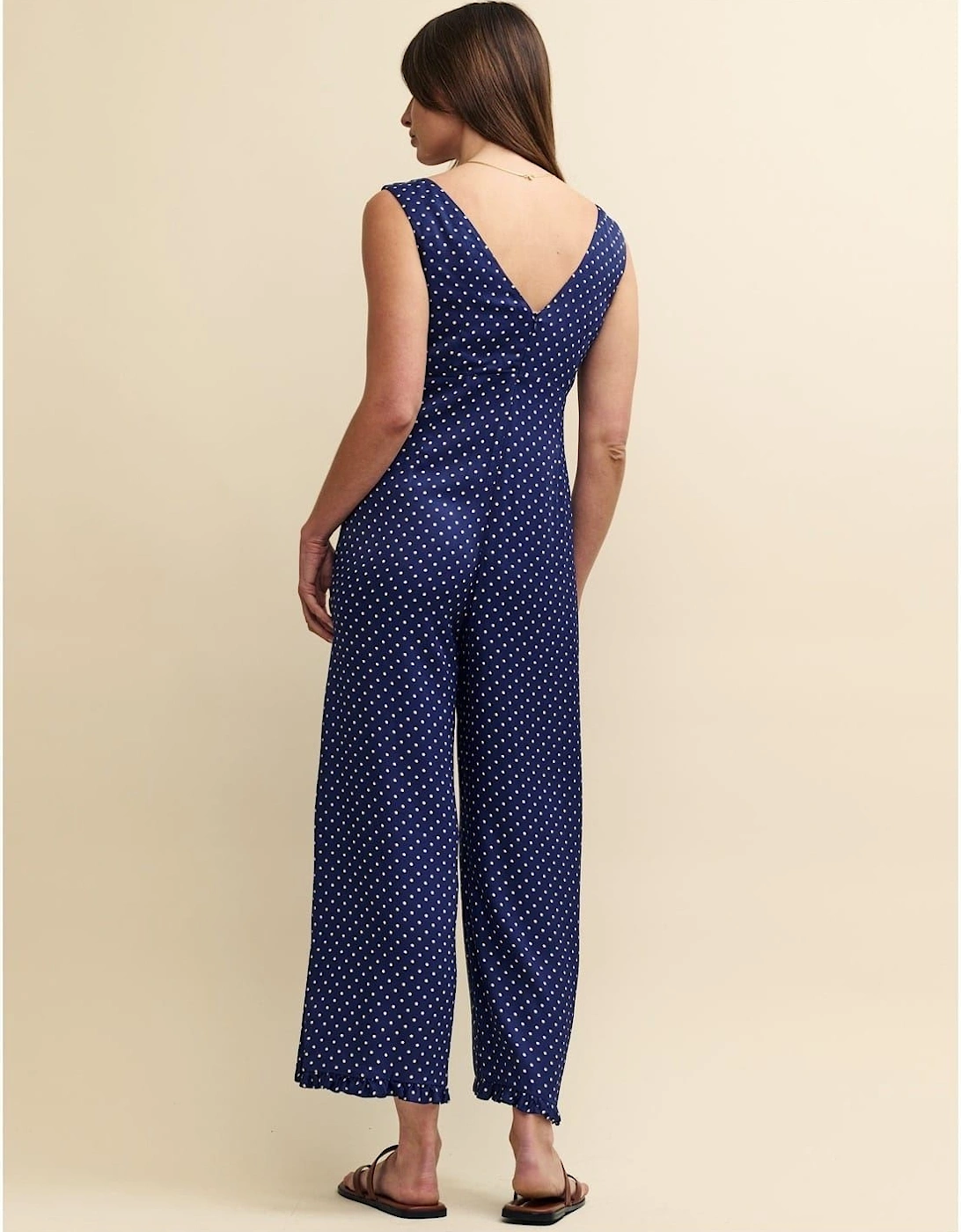V-Neck Polka Dot Sleeveless Jumpsuit