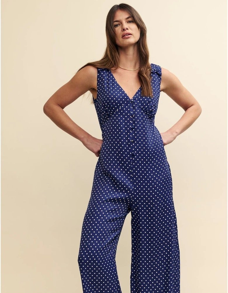 V-Neck Polka Dot Sleeveless Jumpsuit